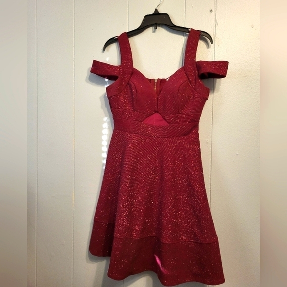 Honey and Rosie small dark red sparkle party dress - Picture 1 of 16